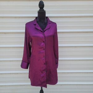 Apt.9 Intimate satin PJ Pajama Top Sleep Shirt Button Up Purple sz M